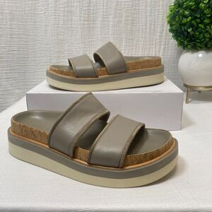Vince Jenita Suede Slide Sandals Women's Size 7 Taupe Comfort Minimalist